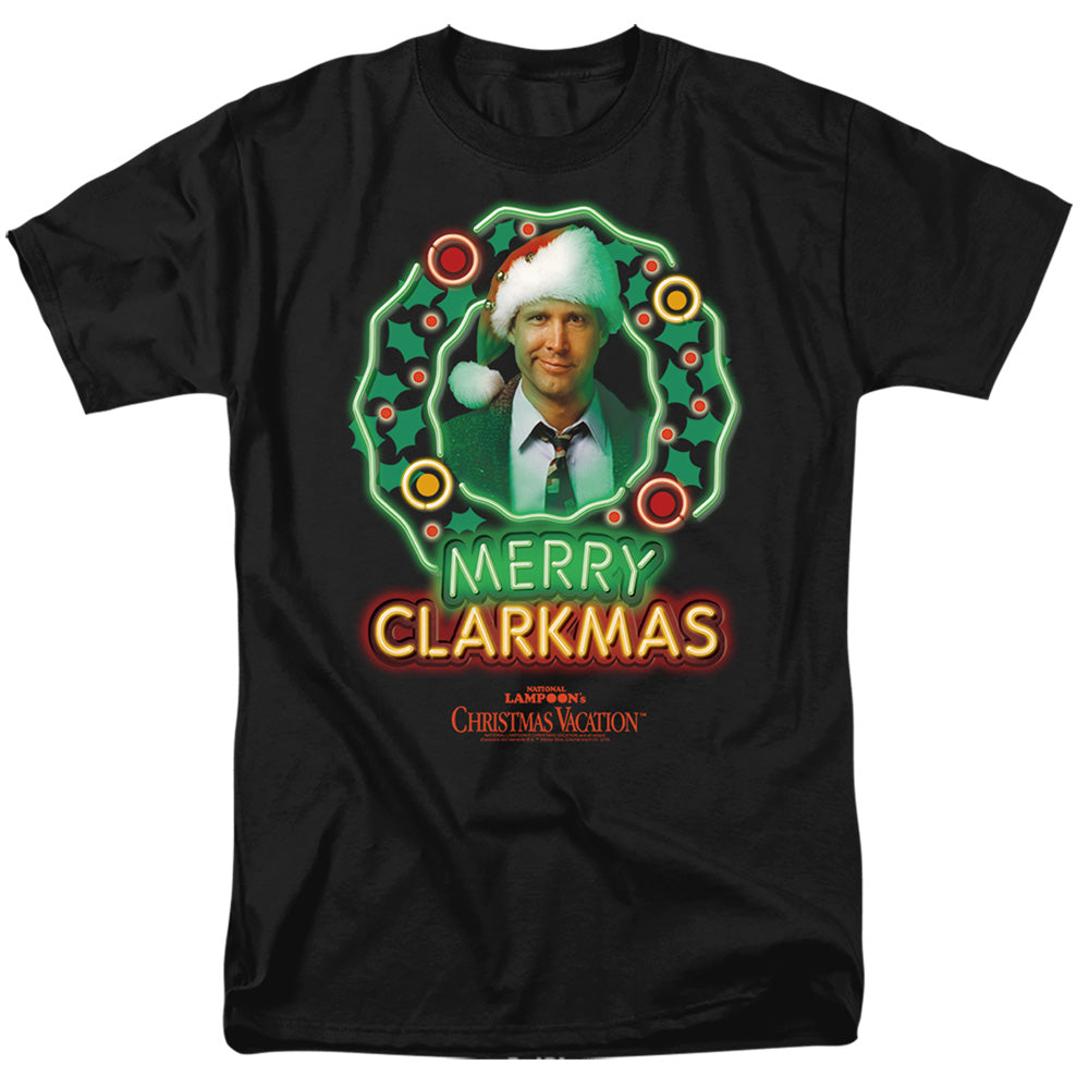 AN OFFCIALLY LICENSED CHRISTMAS VACATION NEON CLARK MEN'S REGULAR FIT T-SHIRT CARDINAL