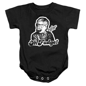AN OFFCIALLY LICENSED A CHRISTMAS STORY OH FUDGE AGAIN BABY BODYSUIT BLACK