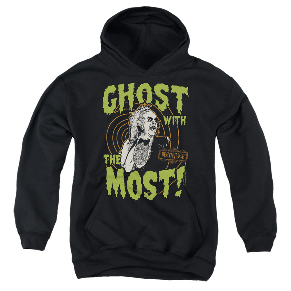 AN OFFCIALLY LICENSED BEETLEJUICE GHOST YOUTH HOODIE BLACK