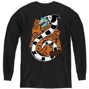 AN OFFCIALLY LICENSED BEETLEJUICE WORM YOUTH LONG SLEEVE T-SHIRT BLACK