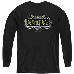 AN OFFCIALLY LICENSED BEETLEJUICE MOVIE LOGO YOUTH LONG SLEEVE T-SHIRT BLACK