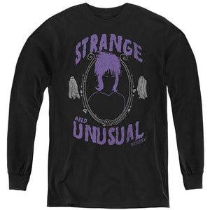 AN OFFCIALLY LICENSED BEETLEJUICE STRANGE AND UNUSUAL YOUTH LONG SLEEVE T-SHIRT BLACK