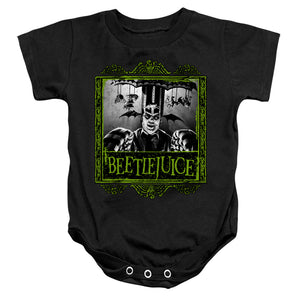 AN OFFCIALLY LICENSED BEETLEJUICE CAROUSEL BEETLEJUICE BABY BODYSUIT BLACK