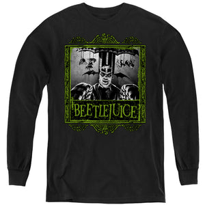 AN OFFCIALLY LICENSED BEETLEJUICE CAROUSEL BEETLEJUICE YOUTH LONG SLEEVE T-SHIRT BLACK