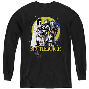 AN OFFCIALLY LICENSED BEETLEJUICE POSTER REVISITED YOUTH LONG SLEEVE T-SHIRT BLACK