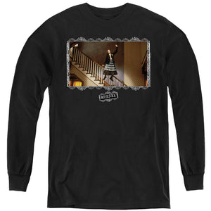 AN OFFCIALLY LICENSED BEETLEJUICE SHAKE SHAKE SHAKE YOUTH LONG SLEEVE T-SHIRT BLACK