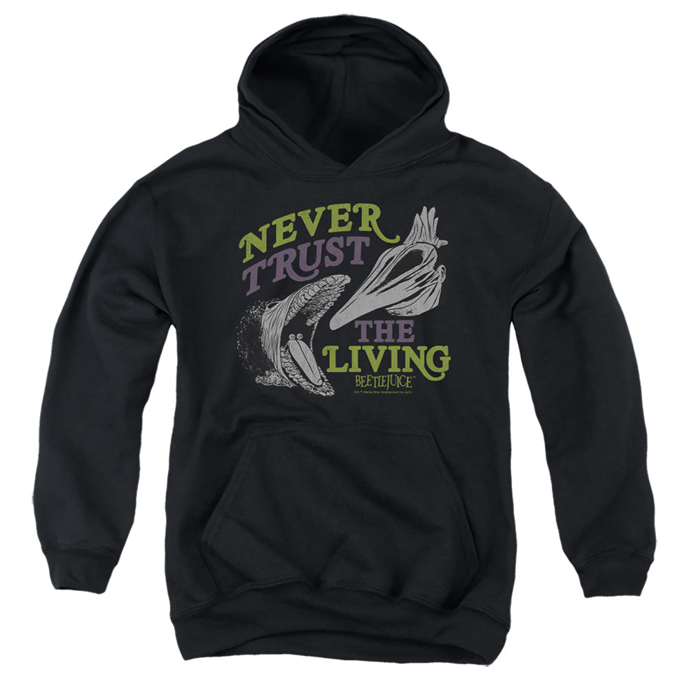 AN OFFCIALLY LICENSED BEETLEJUICE NEVER TRUST YOUTH HOODIE BLACK