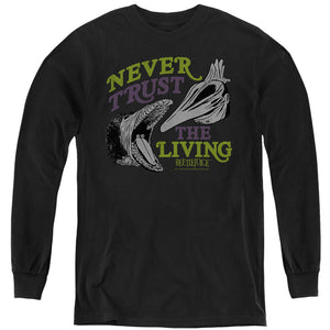 AN OFFCIALLY LICENSED BEETLEJUICE NEVER TRUST YOUTH LONG SLEEVE T-SHIRT BLACK
