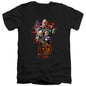 AN OFFCIALLY LICENSED BLACK ADAM BLACK ADAM CHARACTER BOLT MEN'S V-NECK T-SHIRT BLACK