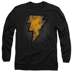AN OFFCIALLY LICENSED BLACK ADAM BLACK ADAM BEVELED EMBLEM MEN'S LONG SLEEVE T-SHIRT BLACK