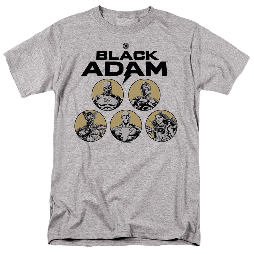 AN OFFCIALLY LICENSED BLACK ADAM BLACK ADAM CONTRAST GROUP MEN'S REGULAR FIT T-SHIRT ATHLETIC HEATHER