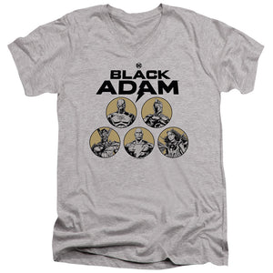 AN OFFCIALLY LICENSED BLACK ADAM BLACK ADAM CONTRAST GROUP MEN'S V-NECK T-SHIRT ATHLETIC HEATHER