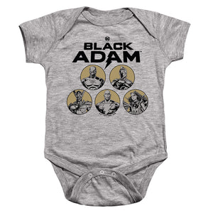 AN OFFCIALLY LICENSED BLACK ADAM BLACK ADAM CONTRAST GROUP BABY BODYSUIT ATHLETIC HEATHER