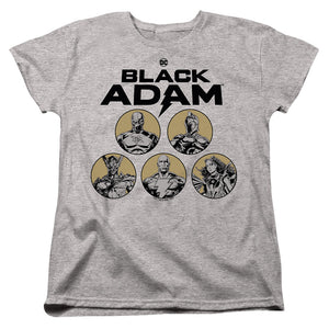 AN OFFCIALLY LICENSED BLACK ADAM BLACK ADAM CONTRAST GROUP WOMEN'S REGULAR FIT T-SHIRT ATHLETIC HEATHER