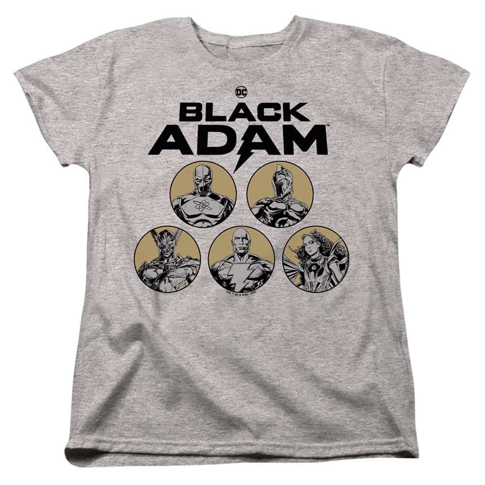 AN OFFCIALLY LICENSED BLACK ADAM BLACK ADAM CONTRAST GROUP WOMEN'S REGULAR FIT T-SHIRT ATHLETIC HEATHER