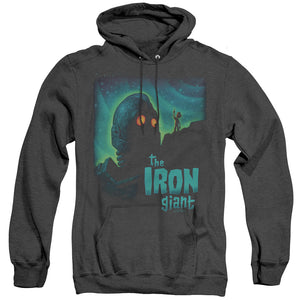 AN OFFCIALLY LICENSED IRON GIANT LOOK TO THE STARS ADULT UNISEX HEATHER PULLOVER HOODIE BLACK
