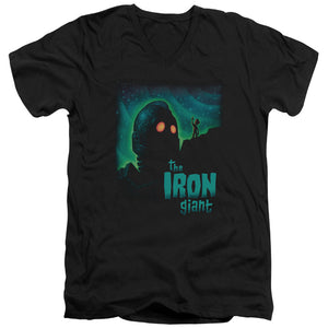 AN OFFCIALLY LICENSED IRON GIANT LOOK TO THE STARS MEN'S V-NECK T-SHIRT BLACK