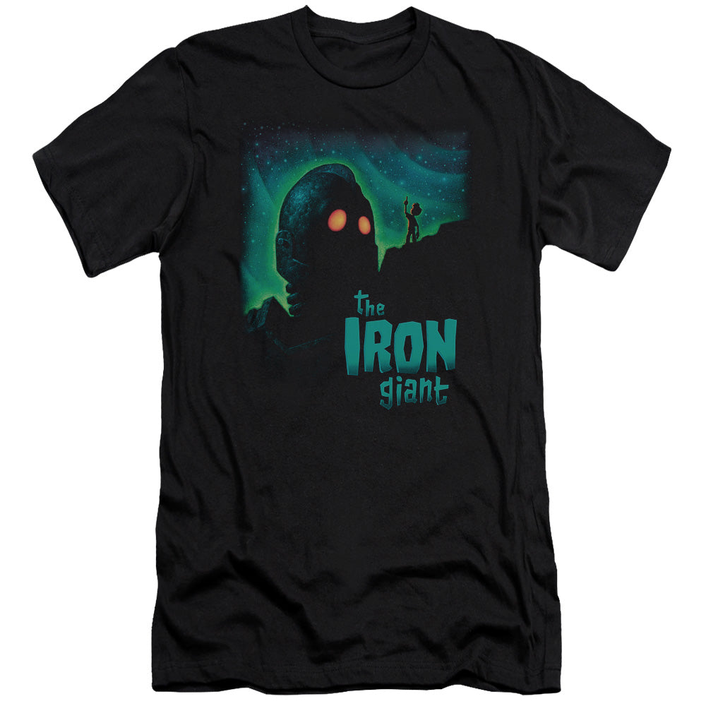 AN OFFCIALLY LICENSED IRON GIANT LOOK TO THE STARS MEN'S PREMIUM SLIM FIT T-SHIRT BLACK