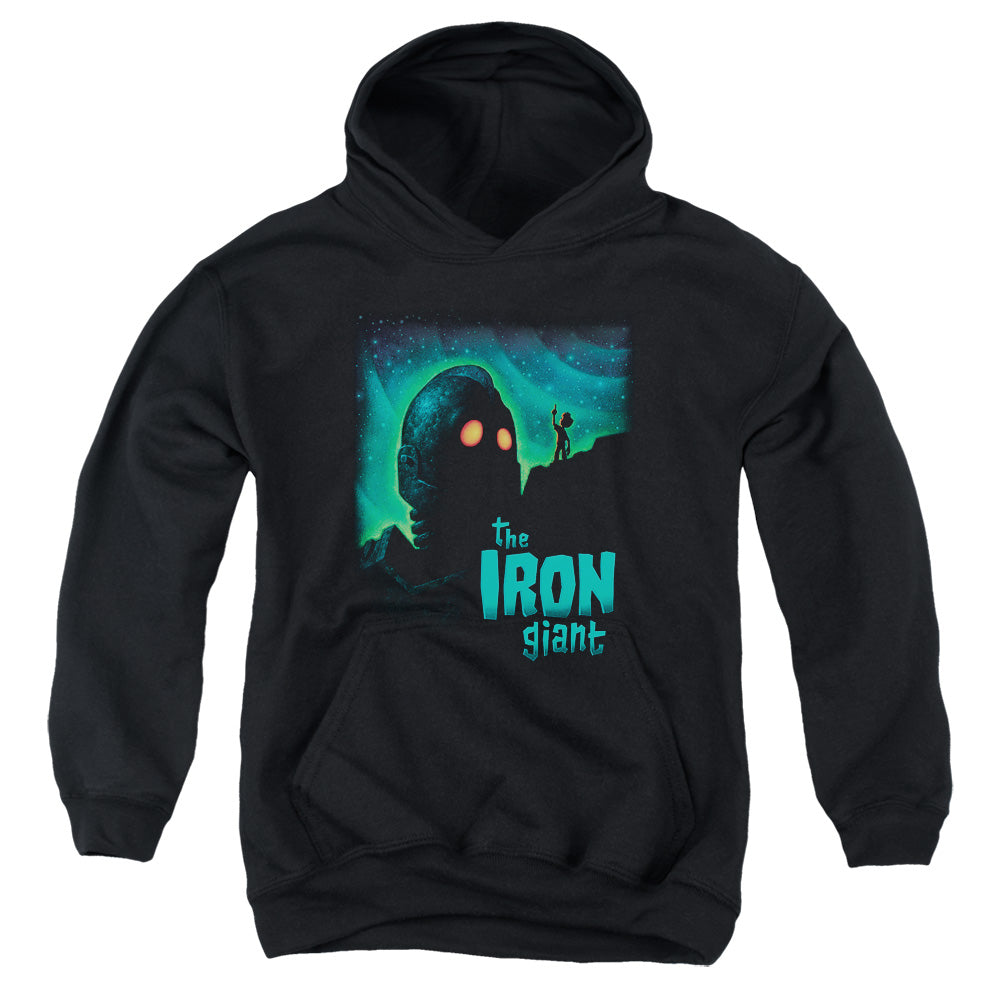 AN OFFCIALLY LICENSED IRON GIANT LOOK TO THE STARS YOUTH HOODIE BLACK