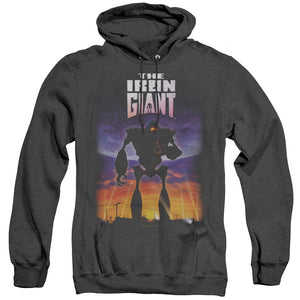 AN OFFCIALLY LICENSED IRON GIANT POSTER ADULT UNISEX HEATHER PULLOVER HOODIE BLACK