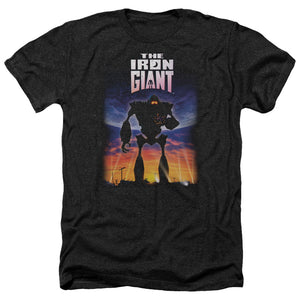 AN OFFCIALLY LICENSED IRON GIANT POSTER MEN'S HEATHER T-SHIRT CHARCOAL