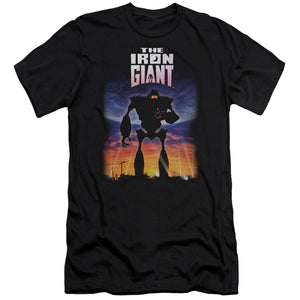 AN OFFCIALLY LICENSED IRON GIANT POSTER MEN'S PREMIUM SLIM FIT T-SHIRT BLACK