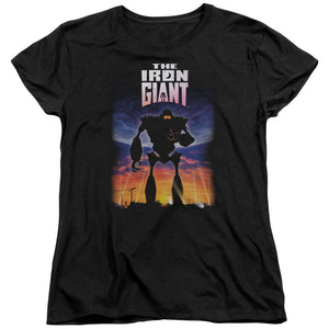 AN OFFCIALLY LICENSED IRON GIANT POSTER WOMEN'S REGULAR FIT T-SHIRT BLACK