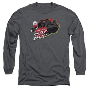 AN OFFCIALLY LICENSED IRON GIANT OUTER SPACE MEN'S LONG SLEEVE T-SHIRT CHARCOAL