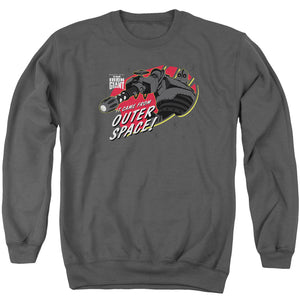 AN OFFCIALLY LICENSED IRON GIANT OUTER SPACE ADULT UNISEX CREWNECK SWEATSHIRT CHARCOAL