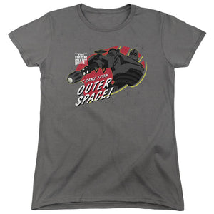 AN OFFCIALLY LICENSED IRON GIANT OUTER SPACE WOMEN'S REGULAR FIT T-SHIRT CHARCOAL