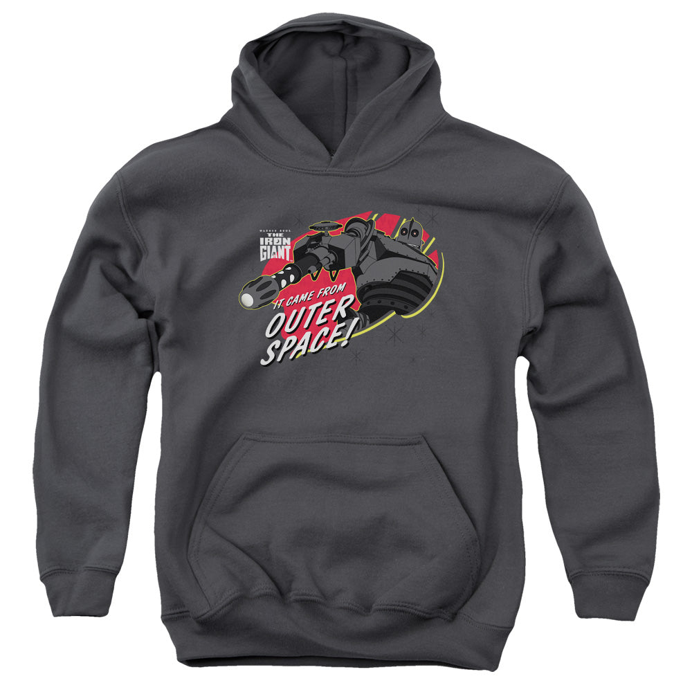 AN OFFCIALLY LICENSED IRON GIANT OUTER SPACE YOUTH HOODIE CHARCOAL