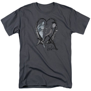 AN OFFCIALLY LICENSED CORPSE BRIDE RUNAWAY GROOM MEN'S REGULAR FIT T-SHIRT CHARCOAL