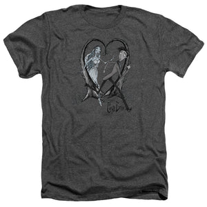 AN OFFCIALLY LICENSED CORPSE BRIDE RUNAWAY GROOM MEN'S HEATHER T-SHIRT CHARCOAL