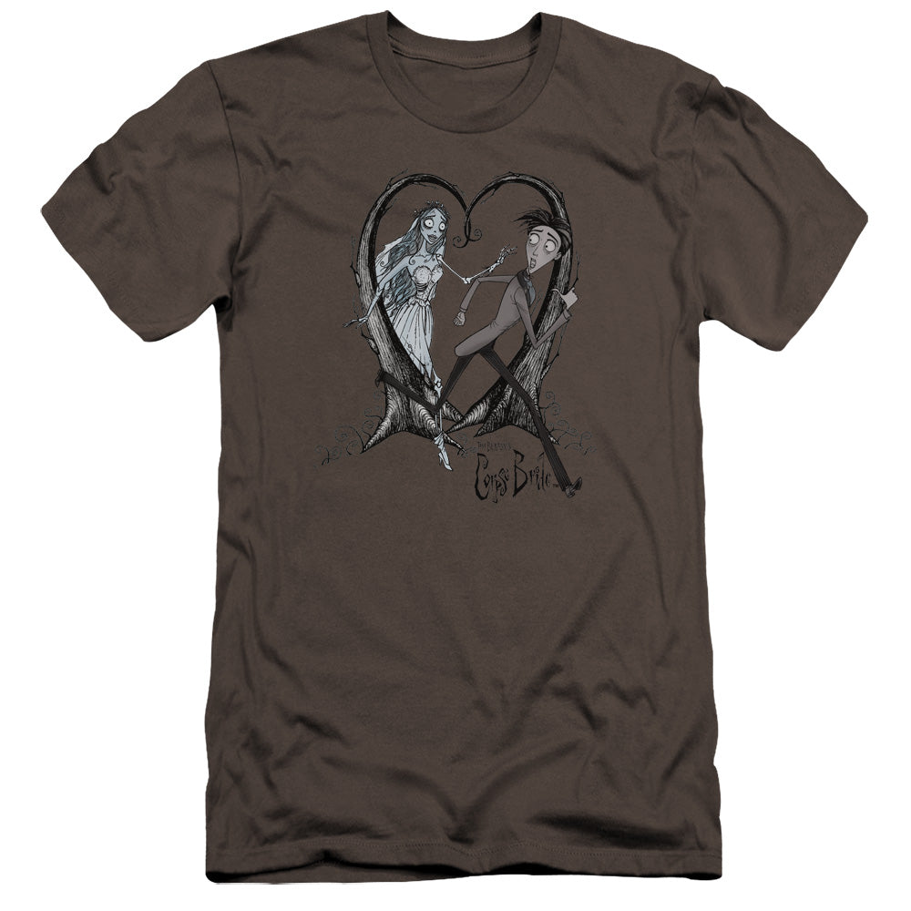 AN OFFCIALLY LICENSED CORPSE BRIDE RUNAWAY GROOM MEN'S PREMIUM SLIM FIT T-SHIRT CHARCOAL