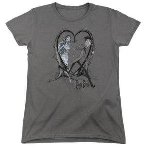 AN OFFCIALLY LICENSED CORPSE BRIDE RUNAWAY GROOM WOMEN'S REGULAR FIT T-SHIRT CHARCOAL