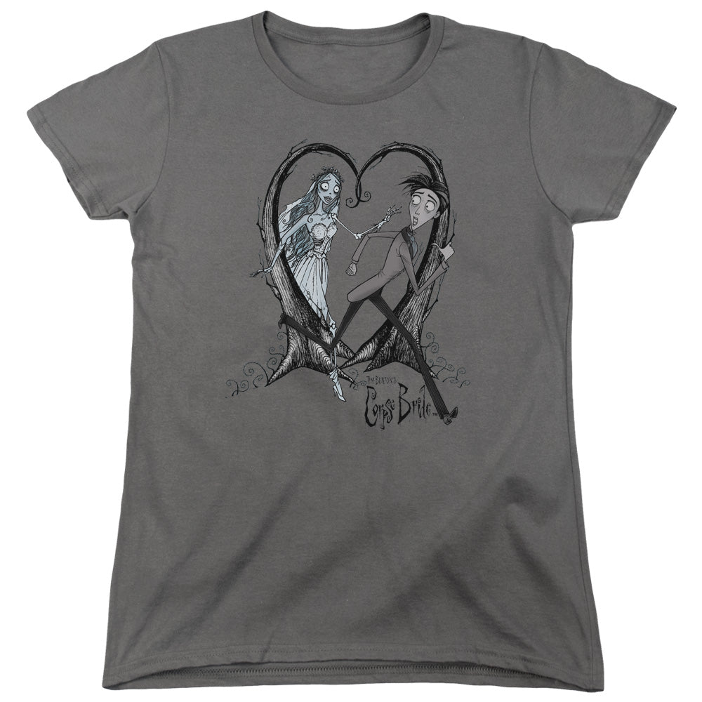 AN OFFCIALLY LICENSED CORPSE BRIDE RUNAWAY GROOM WOMEN'S REGULAR FIT T-SHIRT CHARCOAL