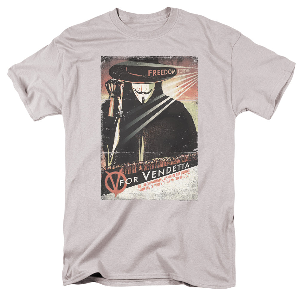 V For Vendetta Distressed Poster Licensed Adult Unisex T-Shirt Regular Fit Tee
