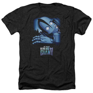 AN OFFCIALLY LICENSED IRON GIANT GIANT AND HOGARTH MEN'S HEATHER T-SHIRT CHARCOAL