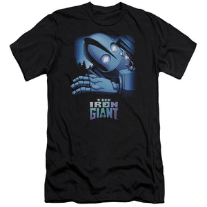 AN OFFCIALLY LICENSED IRON GIANT GIANT AND HOGARTH MEN'S PREMIUM SLIM FIT T-SHIRT BLACK