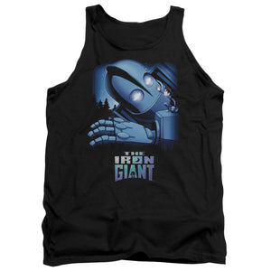 AN OFFCIALLY LICENSED IRON GIANT GIANT AND HOGARTH ADULT UNISEX TANK TOP BLACK