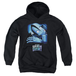 AN OFFCIALLY LICENSED IRON GIANT GIANT AND HOGARTH YOUTH HOODIE BLACK