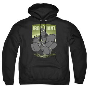 AN OFFCIALLY LICENSED IRON GIANT HELPING HAND ADULT UNISEX PULLOVER HOODIE BLACK