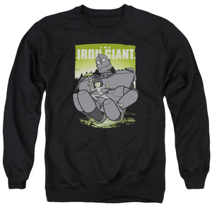 AN OFFCIALLY LICENSED IRON GIANT HELPING HAND ADULT UNISEX CREWNECK SWEATSHIRT BLACK