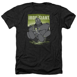 AN OFFCIALLY LICENSED IRON GIANT HELPING HAND MEN'S HEATHER T-SHIRT CHARCOAL