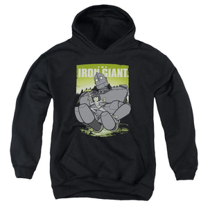 AN OFFCIALLY LICENSED IRON GIANT HELPING HAND YOUTH HOODIE BLACK