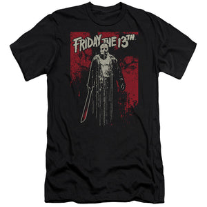 AN OFFCIALLY LICENSED FRIDAY THE 13TH DRIP MEN'S PREMIUM SLIM FIT T-SHIRT BLACK