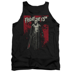 AN OFFCIALLY LICENSED FRIDAY THE 13TH DRIP ADULT UNISEX TANK TOP BLACK