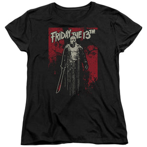 AN OFFCIALLY LICENSED FRIDAY THE 13TH DRIP WOMEN'S REGULAR FIT T-SHIRT BLACK