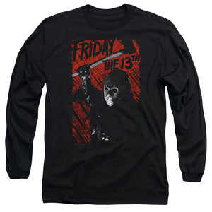 AN OFFCIALLY LICENSED FRIDAY THE 13TH JASON LIVES MEN'S LONG SLEEVE T-SHIRT BLACK
