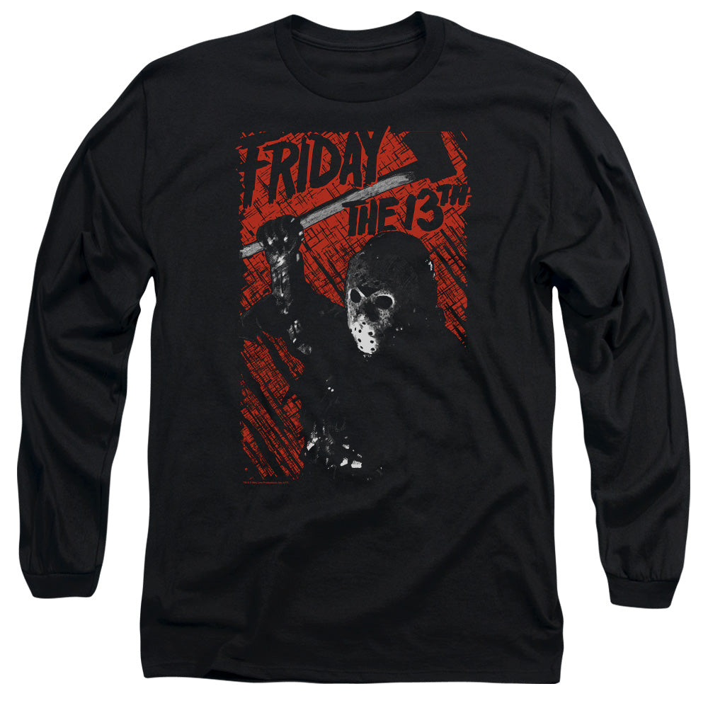AN OFFCIALLY LICENSED FRIDAY THE 13TH JASON LIVES MEN'S LONG SLEEVE T-SHIRT BLACK
